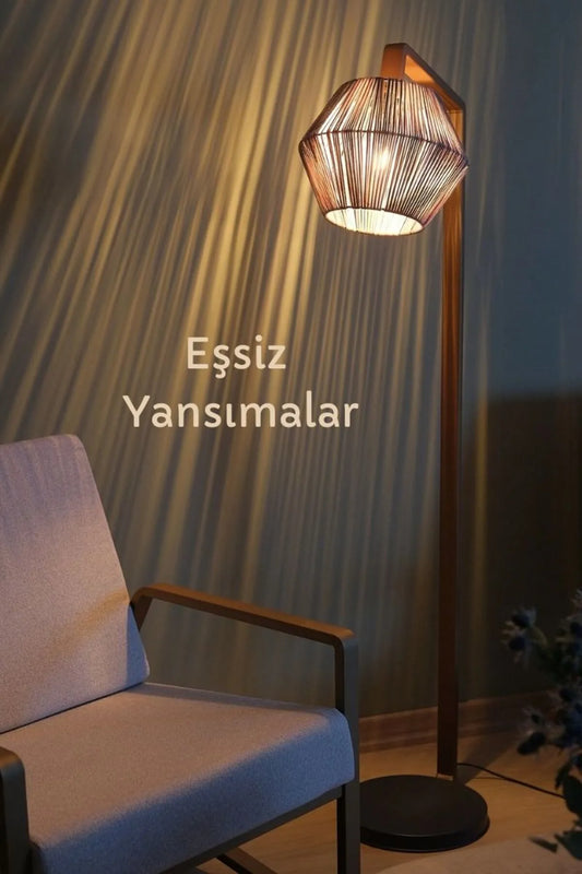 Style Dekoratif İpli Metal Ayaklı Lambader