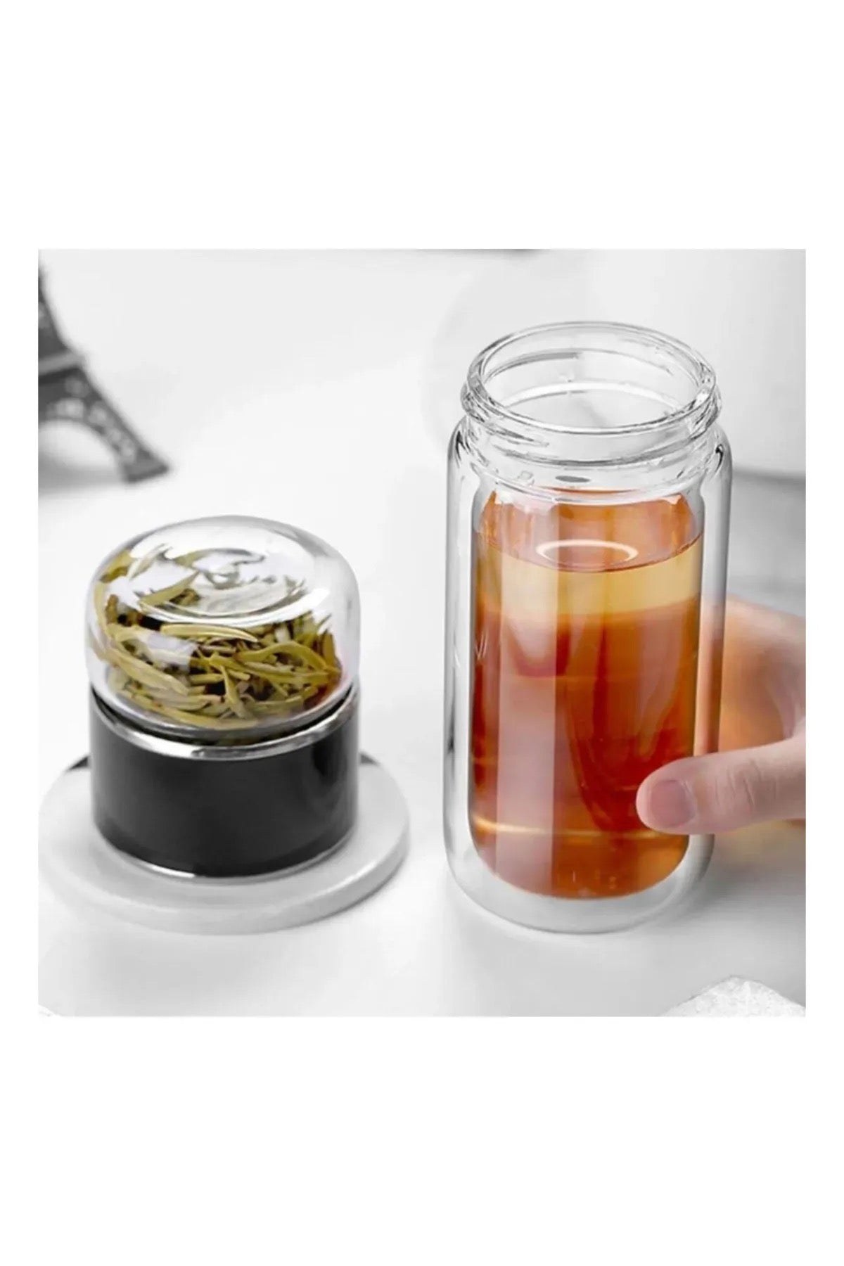 Çift Katlı Cam Kahve Bitki Çayı Ihlamur Demliği Filtre Kahve Demliği Bitki Çayı Bardak Çay French Press