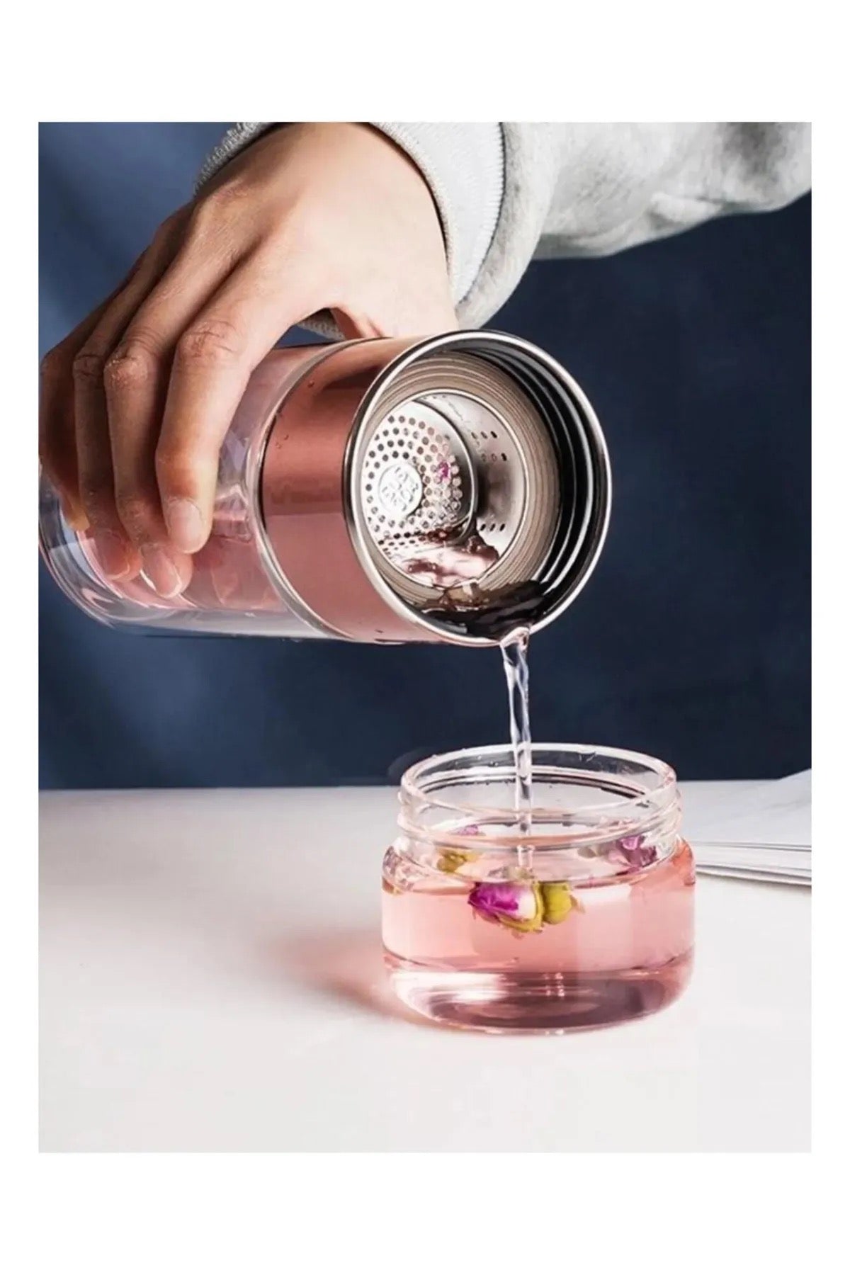 Çift Katlı Cam Kahve Bitki Çayı Ihlamur Demliği Filtre Kahve Demliği Bitki Çayı Bardak Çay French Press